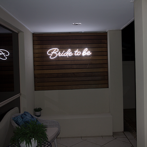 Bride To Be Neon Sign Hire Gold Coast Outside