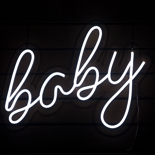 Baby Neon Sign Hire in White