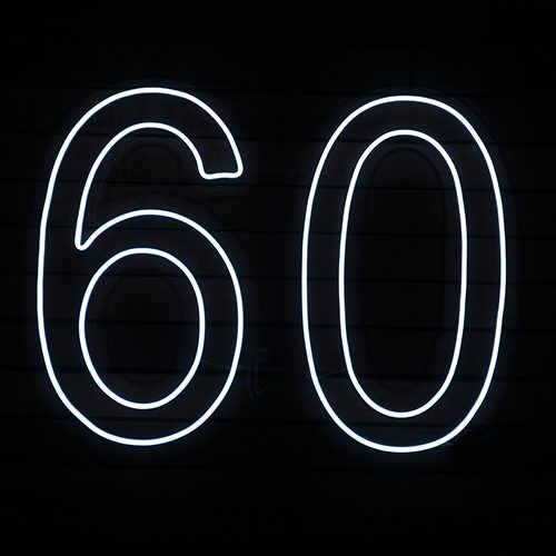 60 Neon sign white