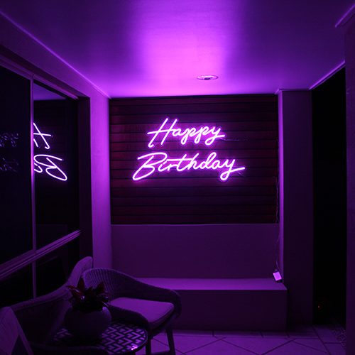 Happy Birthday Neon Sign Mounted 2